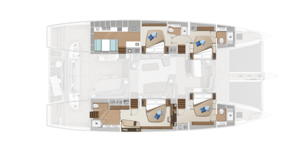 Přehledný design katamaránu Lagoon 65