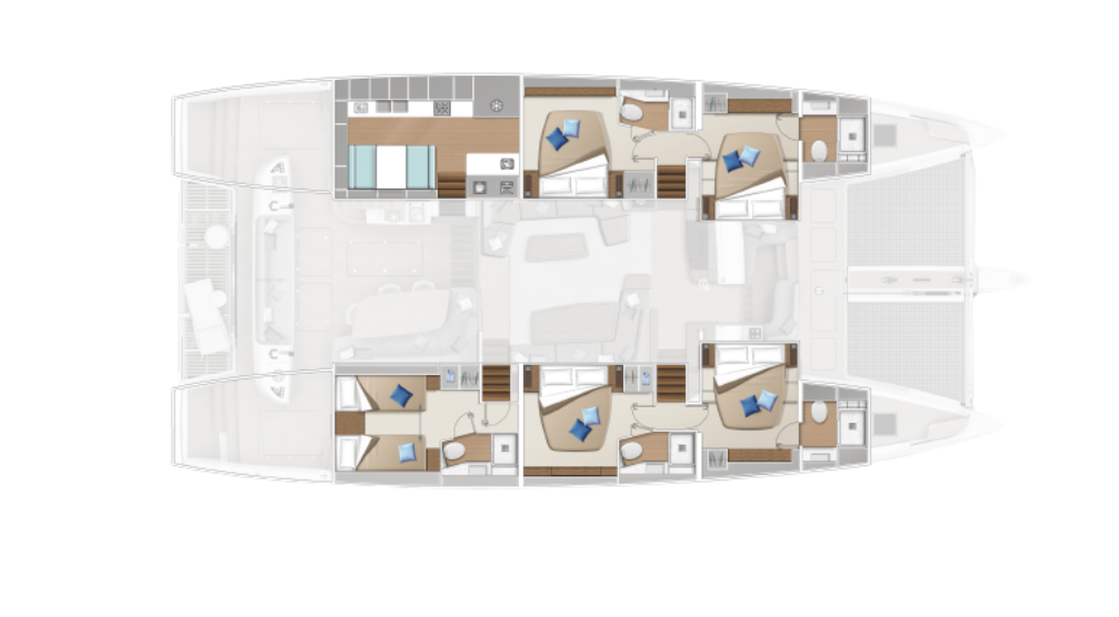 Přehledný design katamaránu Lagoon 65