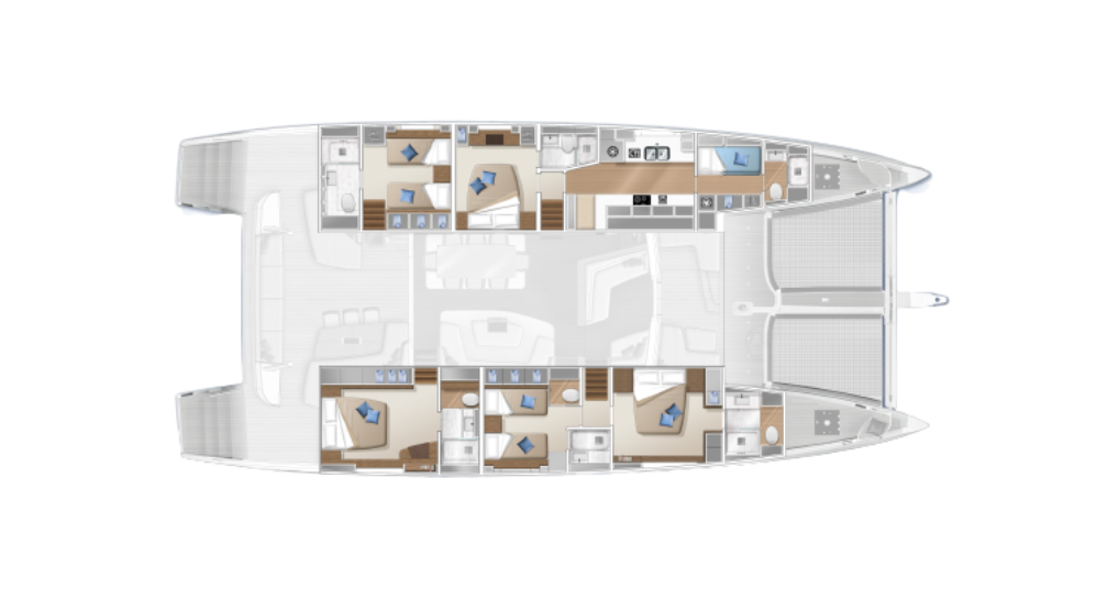 Přehledný design katamaránu Lagoon 77