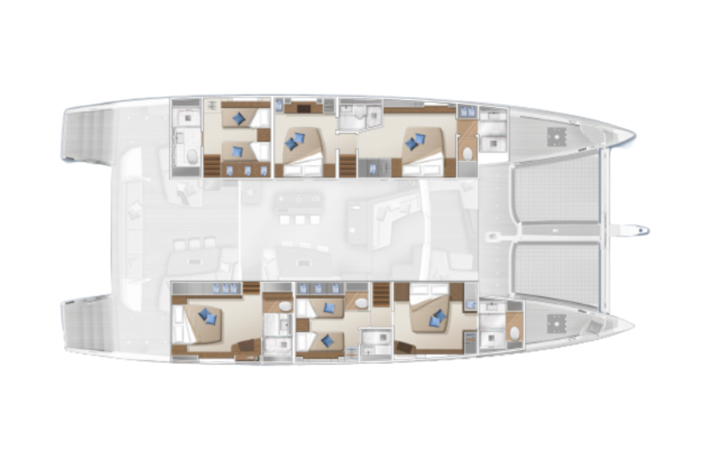 Přehledný design katamaránu Lagoon 77