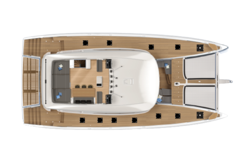 Přehledný design katamaránu Lagoon 77