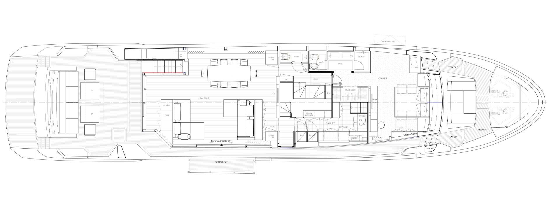 Pregled Sanlorenzo SL106A - Dizajn glavne palube