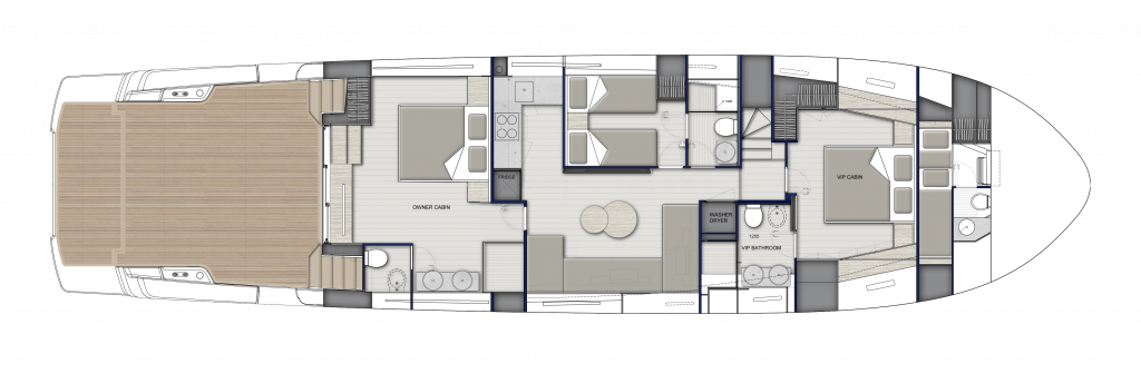 Pregledi jahte Bluegame BG74 - Dizajn donje palube B