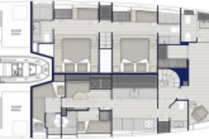 Bluegame BGM75 yacht overview design spodní paluba